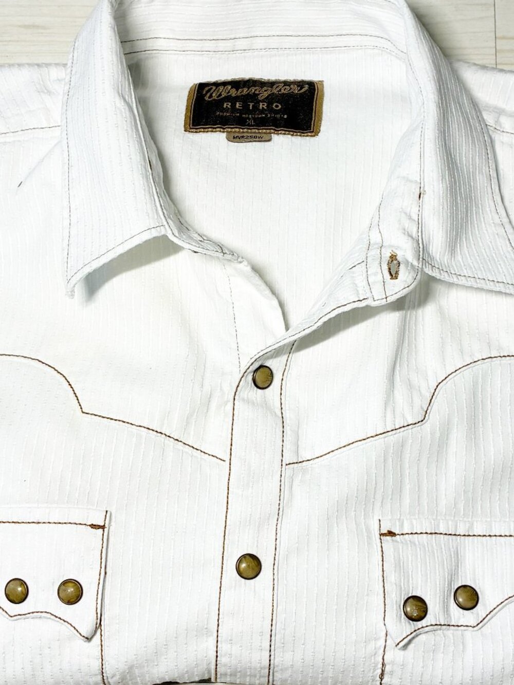 Wrangler Retro Men XL White Long Sleeve Pearl Snap Western Shirt MVR250W - Picture 2 of 7